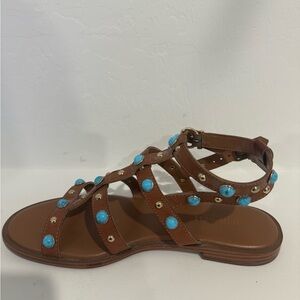 Gladiator Sandals with Turquoise Accents